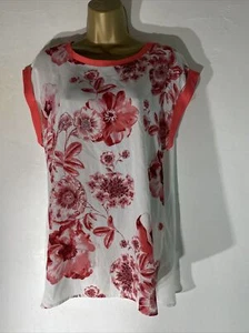 womens Oasis Medium Pink&white Floral Cap Sleeve Casual Summer Shirt blouse - Picture 1 of 5
