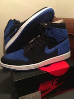 Nike Air Jordan 1 I Retro Hi Flyknit black blue royal DS 1985 iii xi OG 10.5 xvi