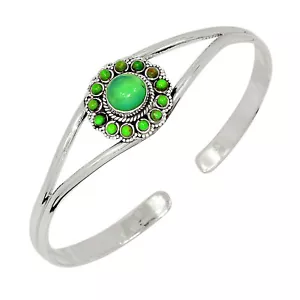 12g Green Onyx & Green Mohave Tq. 925 Sterling Silver Bangle Jewelry BA2347 - Picture 1 of 1