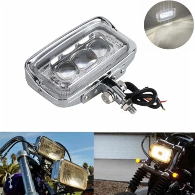 Rectangle Retro LED Headlight For Harley Chopper Bobber Cafe Racer Honda Suzuki - Image 1 of 4