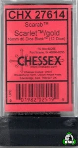 Chessex 16mm 12xd6 "Scarab" Scarlet/gold - Bild 1 von 2