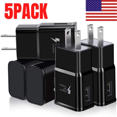 5 Pack Adaptive Fast Rapid Charging Wall Charger US Plug Adapter For Samsung S10 - Image 1 of 4