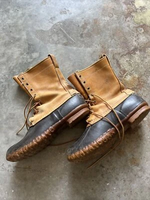 LL BEAN Unlined Brown Leather Lace-up Ankle Duck Boots Size 9M - Image 1 of 4