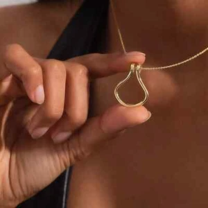 14k Yellow Gold Plated Ring holder necklace Sliver For Women's - Picture 1 of 6