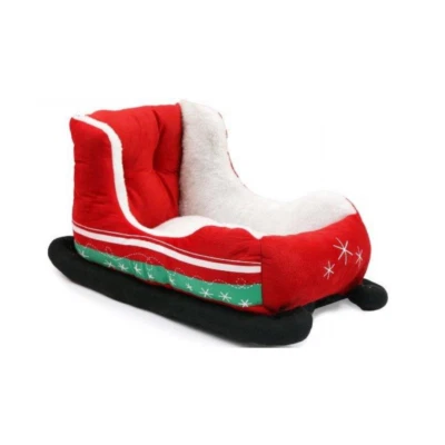 Pet Christmas Sleigh Bed Festive Soft Cozy Holiday Bed for Cats and Small Dogs - Image 1 of 4