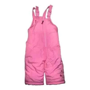 London Fog Baby Girl Pink Snow Bibs Embroidered Flowers 12 Month EUC - Picture 1 of 6