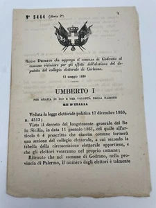 Regio Decreto che aggrega comune di Godrano al comune vinciniore 1880 - Picture 1 of 1