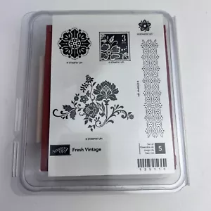 Stampin Up "Fresh Vintage" Set di 5 francobolli - fiori bordo medaglione botanico - Foto 1 di 3