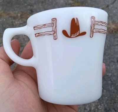 Vintage PYREX PONDEROSA Cowboy Western Coffee Mug Corning 709 HTF - Image 1 of 4