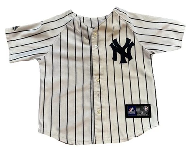 Majestic 纽约洋基队球衣所有缝制尺寸青少年 4T 点缺少纽扣 — 第 1/4 张图片