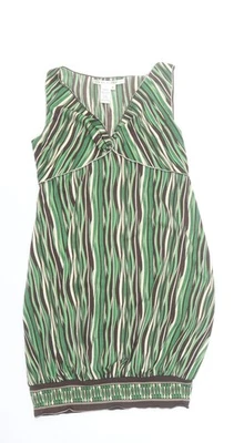 Vestido Max Studio Mujer Verde Geométrico Sin Mangas hasta la Rodilla M Foto 1 de 4