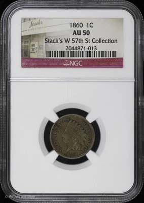 1860 1c Indian Head Cent NGC AU 50 | Stack's W 57th St Collection - Image 1 of 4