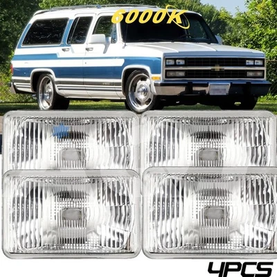4PCS LED Headlight 6000K High Low beam For GMC R1500 Suburban 1988-1991 Foto 1 de 4