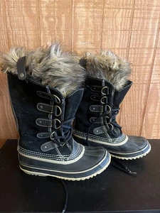 Sorel Joan Of Arctic Tall Winter Boots Womens Size 6 Black Waterproof - Picture 1 of 9