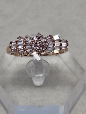 9k Rose Gold Pink Diamond Ballerina Ring 0.5cts Size O (2.86g) Certified - Image 1 of 4
