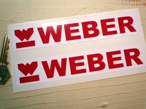 WEBER Rojo y Blanco Logo y Texto Par de Pegatinas 7 pulgadas 175mm - Imagen 1 de 1