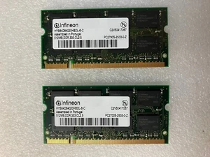 (2x 512MB) Infineon HYS64D64020HBDL PC-2700S DDR-333 SO-DIMM Laptop DDR1 RAM ~ - Picture 1 of 3