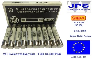 SIBA 70 125 40 400mA Sicherung sehr schnell wirkend FF400mA Typ 195100 JPSF096 x1/2/5/10 - Bild 1 von 10