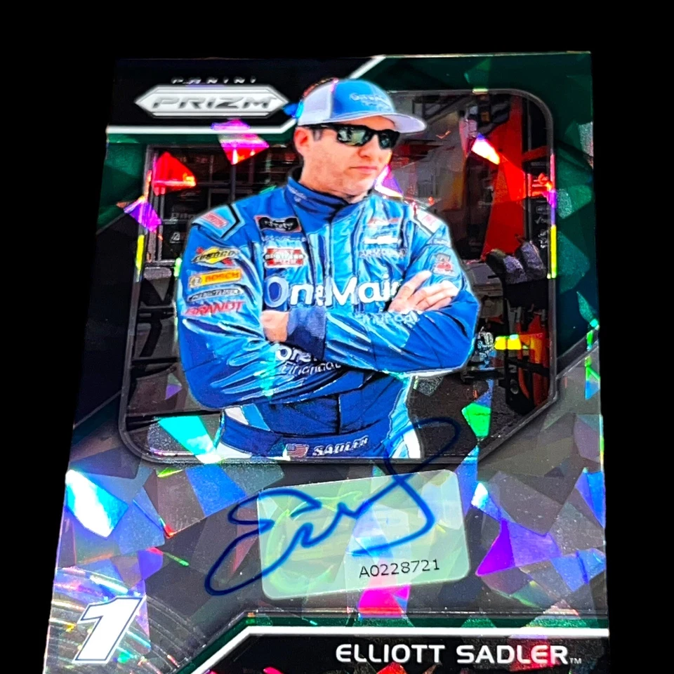 Elliott Sadler #72/99 CRACKED ICE 2018 PANINI PRIZM signed NASCAR XFINITY card - Image 1 of 2
