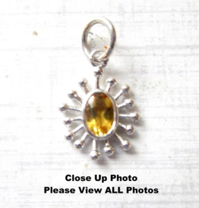Natural Citrine Sterling Silver Gemstone Charm, Sputnik Star Sun Ray Celestial - Picture 1 of 10