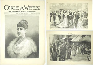 1892 Charlotte Queen Wurtemberg Engraving Once A Week Newspaper Uncut NY Hebrew - Picture 1 of 11