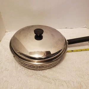 Vintage EKCO 3 Ply Stainless Steel 10” Skillet Frying Pan Retro Floral Design - Picture 1 of 6