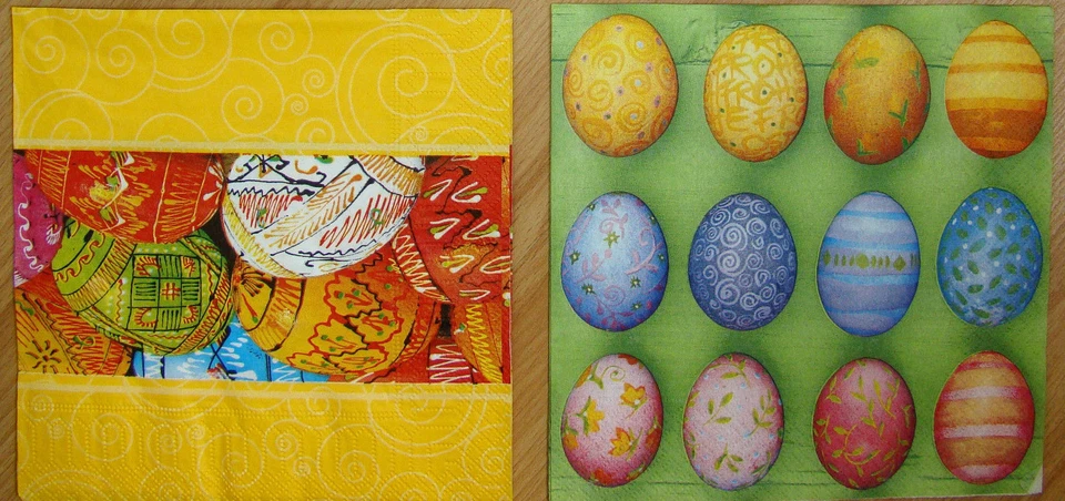 4 juegos de servilletas de papel, huevos de Pascua, flores, cesta, servilleta, 33 cm - 2 piezas, decoupage Foto 1 de 1