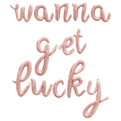 Banner balão carta cursiva WANNA GET LUCKY - Decorações faça você mesmo para o dia de São Patrício - Imagem 1 de 4