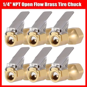 6 x Air Chuck Heavy Duty Open Flow Lock On Tire Chuck W/ Clip for Inflator Gauge - Bild 1 von 12