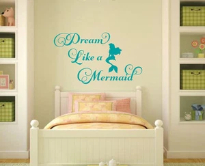 DREAM LIKE A MERMAID Girls Bedroom Vinyl Wall Decal Decor Words Lettering - Picture 1 of 1