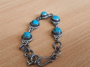 Vintage Sterling Silver 925 Bracelet Turquoise, Women's Jewelry 19,5 g - Picture 1 of 8