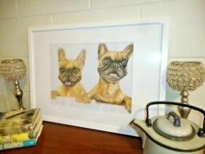 New Watercolour painting French Bull Dogs  Australian Artist Ltd. Edition Print - Imagen 1 de 2