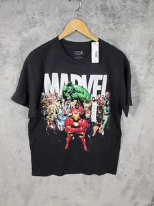 Marvel Shirt Mens L Black Captain America Hulk Iron Man Wolverine Black Widow - Picture 1 of 14