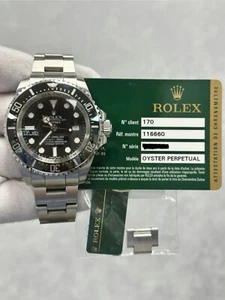 Rolex Sea-Dweller Deepsea 116660 with Card Black Dial Steel Oyster Band 44mm - Picture 1 of 5