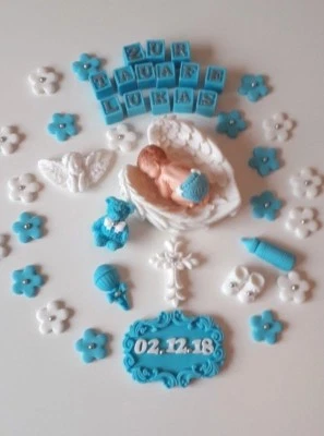 Baby Taufe Geburt Tortendeko Torte Aufleger Zuckerfigur Fondant Kuchen - Bild 1 von 4