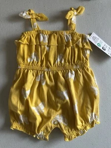 NEW Carter’s Girl’s Newborn Summer Yellow Romper with White Butterflies - Picture 1 of 6