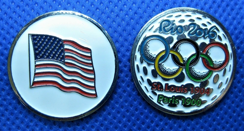 MARCADOR DE BOLA OLÍMPICA @ RIO 2016 y marcador de bandera de Estados Unidos - Matt Kuchar ganó el bronce Foto 1 de 1
