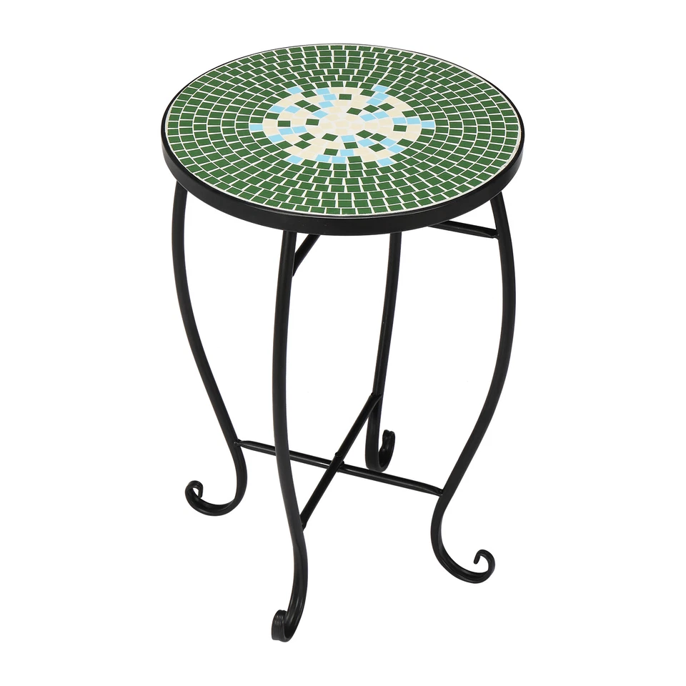 Mosaic Round Terrace Bistro Table Green Flowers Mosaic - Image 1 of 4