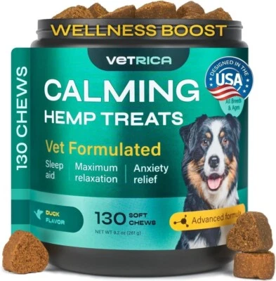 VETRICA Hemp Calming Chews for Dogs - Anxiety Relief - Hemp Calming Chews for Dogs...