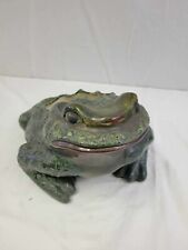 VTG Mid Century Arnels Large Ceramic Pottery Planter Garden 12" Frog Toad Green