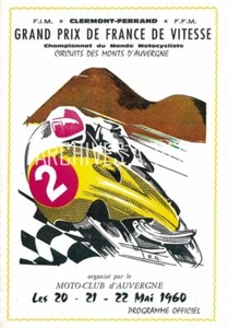 Circuito Francés de Clermont 1960 Trofeo D'Auvergne Moto Carreras Impresión - Imagen 1 de 1