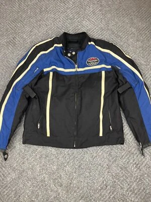 Triumph Motorcycle Jacket Womens 46 Blue Black Padded Riding Rugged Lined - Image 1 of 4