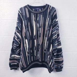 Vintage 80s Cotton Traders Coogi Style 3D Texture Knit Sweater Multicolored 3X - Picture 1 of 6