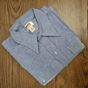 Vtg Chambray Shirt Size 17 Montgomery Ward Work Wear Never Washed or Worn NOS - Picture 1 of 9