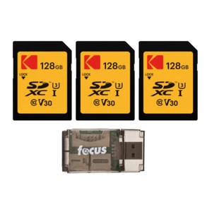 Kodak SDXC 128GB UHSI U3 V30 Ultra Memory Card Bundle with Card Reader - Picture 1 of 4
