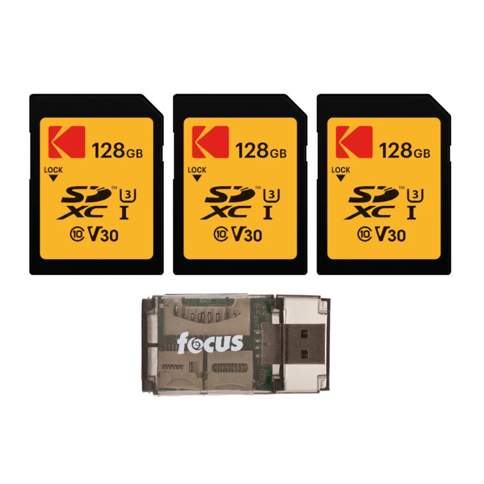 Kodak SDXC 128GB UHSI U3 V30 Ultra Memory Card Bundle with Card Reader - Image 1 of 4