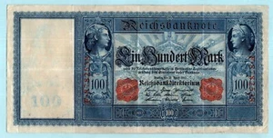 GERMANY BERLIN 100 MARK BANKNOTE 1910 WWI ERA RED SEAL - MERCURY - Picture 1 of 2