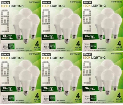 75watt Soft White LED 48 Light Bulbs 1050 Lumen E26 screw base A19 Shape Frosted - Image 1 of 4