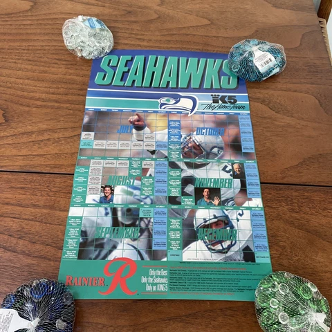 SEATTLE SEAHAWKS NFL SCHEDULE POSTER 22”x14” SPONSORED BY KING 5 & RAINIER BEER Cover