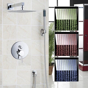 Soffione doccia lusso quadrato pioggia 16" spruzzatore e 400 mm parete doccia tubo doccia set doccia - Foto 1 di 8